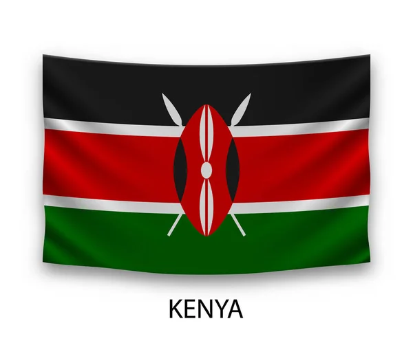 Hanging Silk Flag Kenya Vector Illustration — Stock Vector