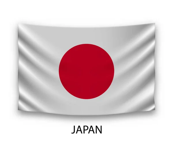 挂着日本的丝绸国旗 矢量说明 — 图库矢量图片