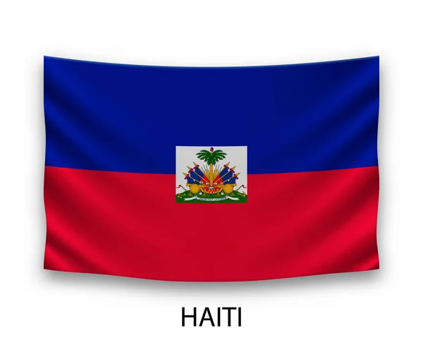 Hängande Sidenflagga Haiti Vektorillustration — Stock vektor