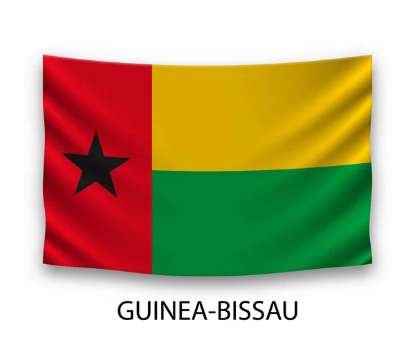 Visící Hedvábná Vlajka Guineje Bissau Vektorová Ilustrace — Stockový vektor