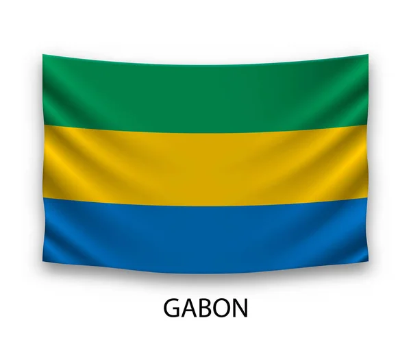 Κρεμάστηκε Μεταξωτή Σημαία Της Γκαμπόν Εικονογράφηση Διανύσματος — Διανυσματικό Αρχείο