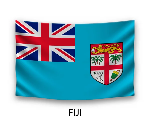 Zijde Vlag Van Fiji Ophangen Vectorillustratie — Stockvector