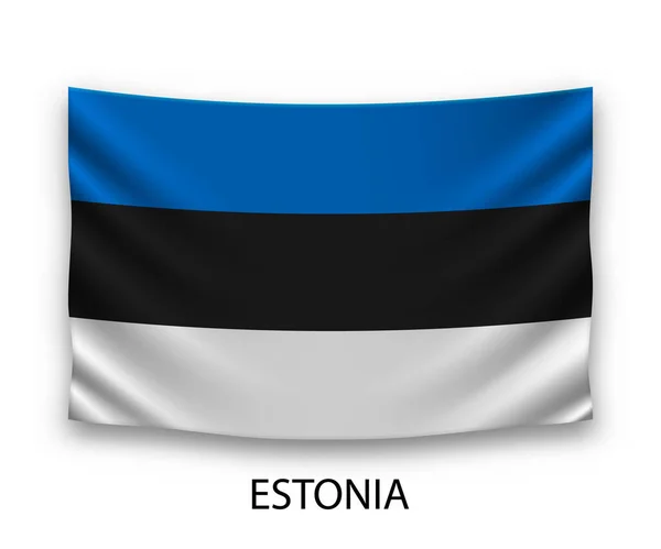 Zijde Vlag Van Estland Ophangen Vectorillustratie — Stockvector