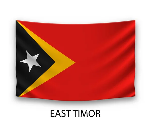 Hängande Sidenflagga Från Östtimor Vektorillustration — Stock vektor