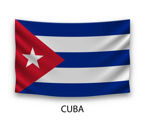 Bandeira Seda Pendurada Cuba Ilustração Vetorial — Vetor de Stock