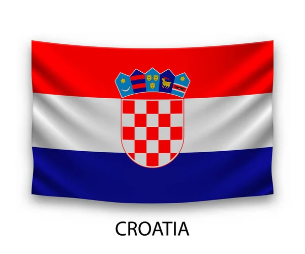 Bandera Seda Colgante Croacia Ilustración Vectorial — Archivo Imágenes Vectoriales