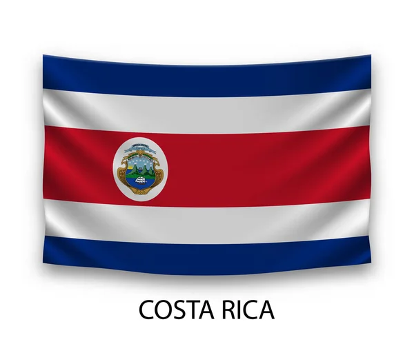 Zijde Vlag Van Costa Rica Ophangen Vectorillustratie — Stockvector