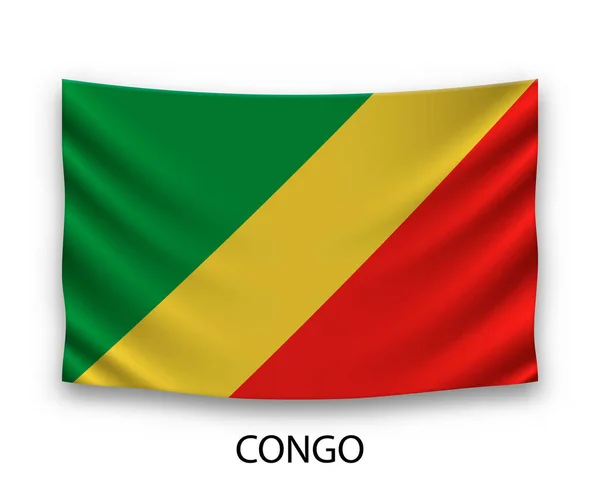 Κρεμάστηκε Μεταξωτή Σημαία Του Κονγκό Εικονογράφηση Διανύσματος — Διανυσματικό Αρχείο