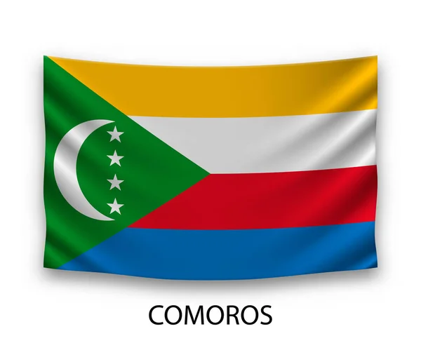 Bandeira Seda Pendurada Comores Ilustração Vetorial —  Vetores de Stock