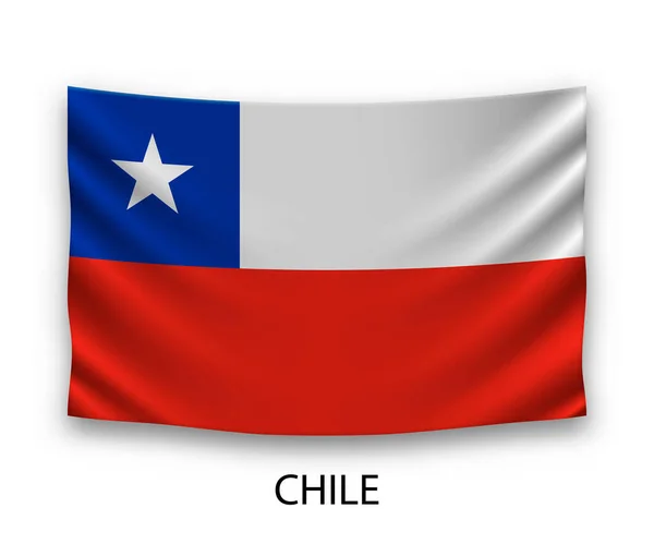 Висячий Шелковый Флаг Чили Векторная Иллюстрация — стоковый вектор