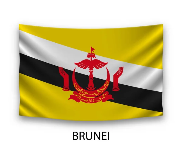 Κρεμάστε Μεταξωτή Σημαία Του Μπρουνέι Εικονογράφηση Διανύσματος — Διανυσματικό Αρχείο