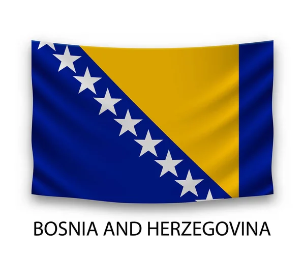 Bandeira Seda Pendurada Bósnia Herzegovina Ilustração Vetorial —  Vetores de Stock