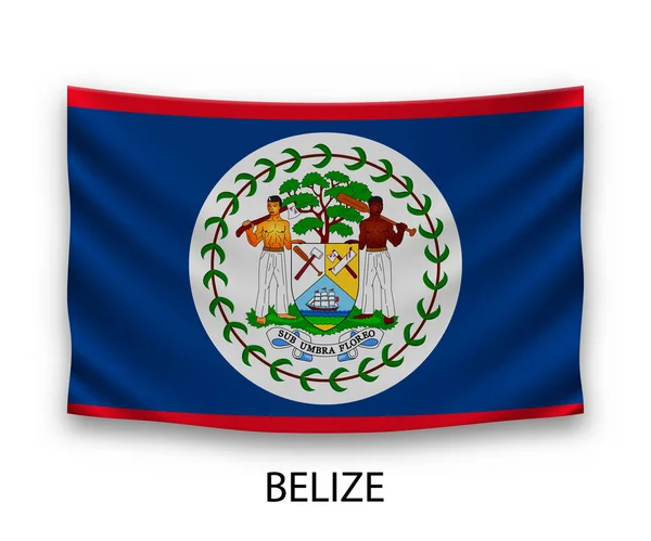 Bandeira Seda Pendurada Belize Ilustração Vetorial — Vetor de Stock