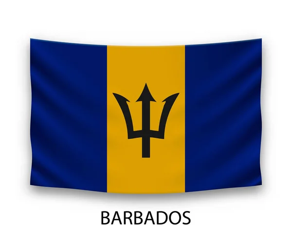Bandiera Seta Appesa Delle Barbados Illustrazione Vettoriale — Vettoriale Stock
