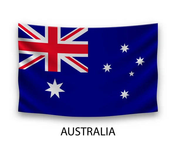 Висячий Шелковый Флаг Австралии Векторная Иллюстрация — стоковый вектор