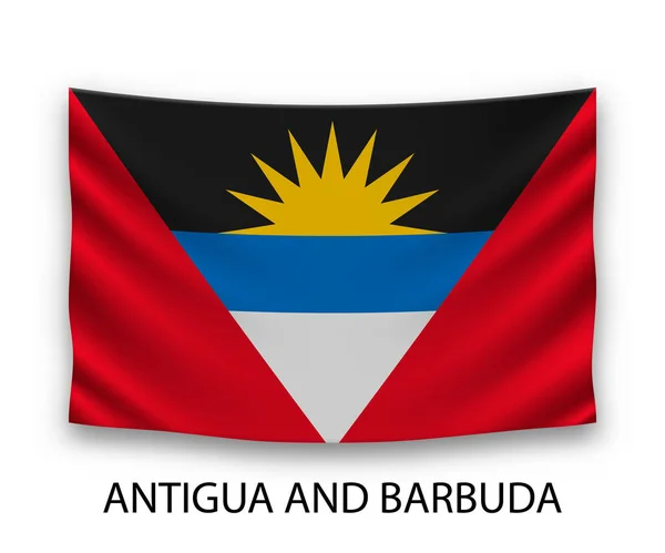 Zijde Vlag Van Antigua Barbuda Ophangen Vectorillustratie — Stockvector