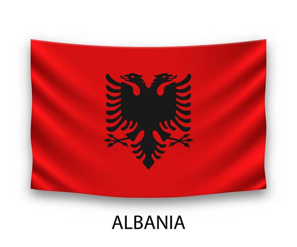 Bandera Seda Colgante Albania Ilustración Vectorial — Archivo Imágenes Vectoriales