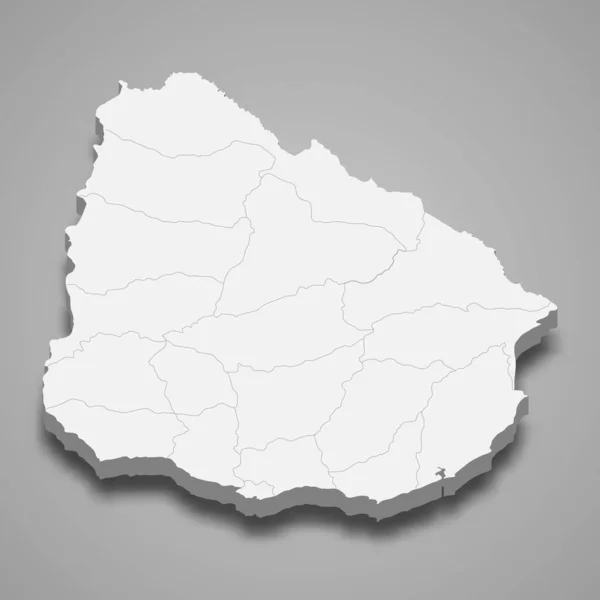Mappa Dell Uruguay Con Confini Delle Regioni — Vettoriale Stock