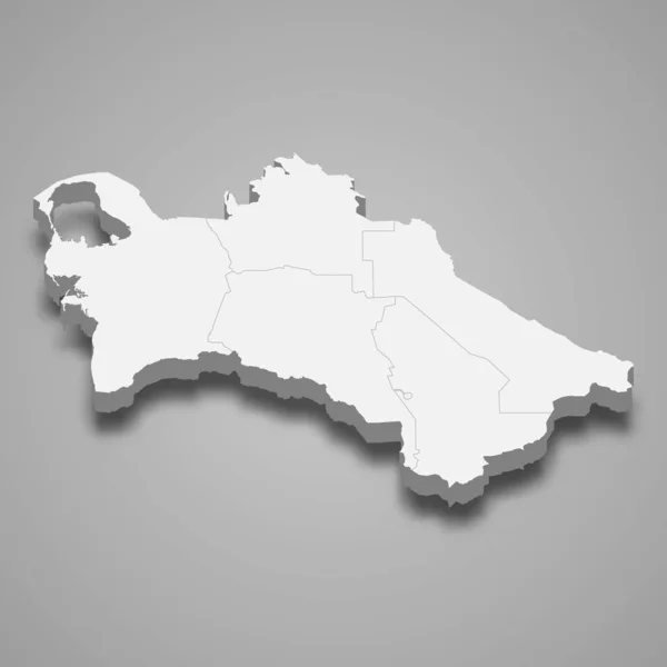 Carte Turkménistan Avec Les Frontières Des Régions — Image vectorielle