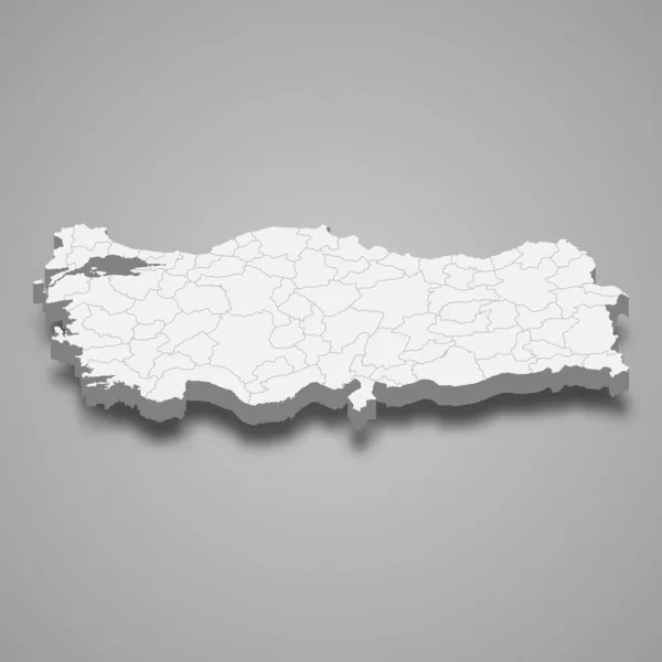 Mapa Turquia Com Fronteiras Regiões — Vetor de Stock