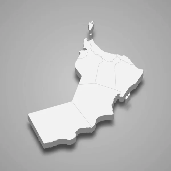 Mapa Omán Con Fronteras Regiones — Vector de stock