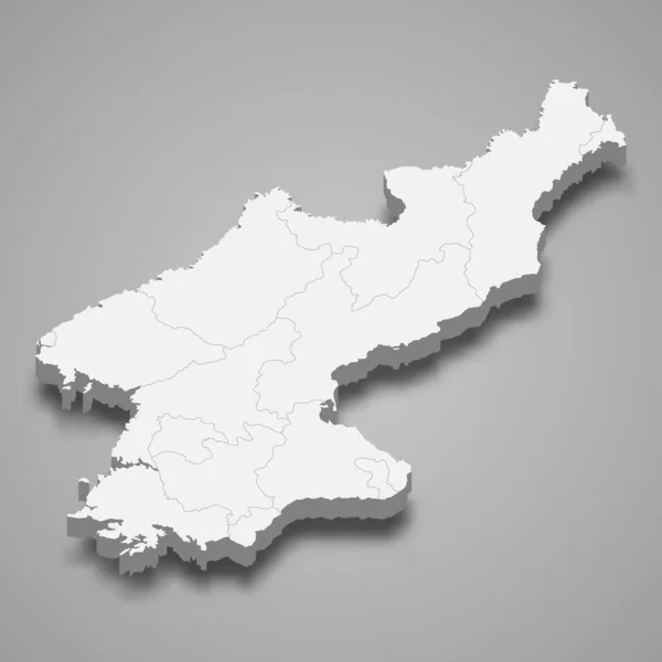 Mappa Della Corea Del Nord Con Confini Regioni — Vettoriale Stock