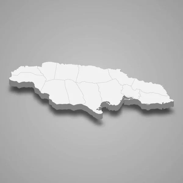 Map Jamaica Borders Regions — Stock Vector