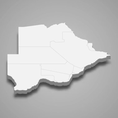 Bölgeler sınırları olan Botswana 'nın 3d haritası