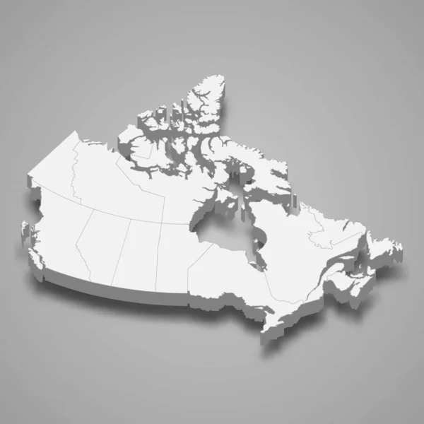 Mappa Del Canada Con Confini Regioni — Vettoriale Stock