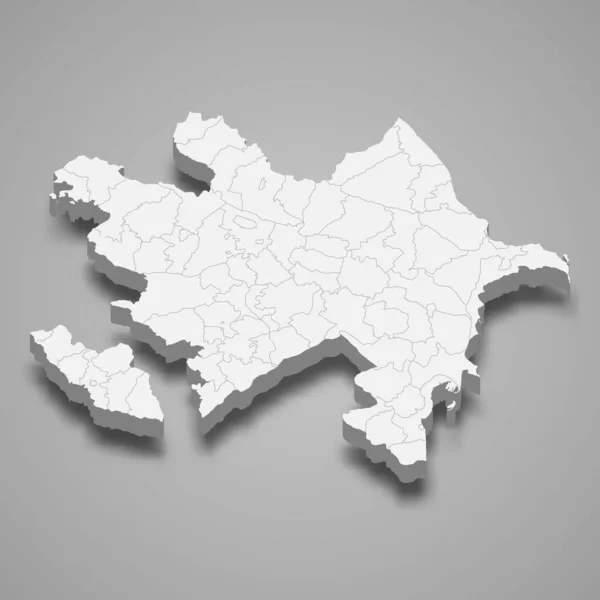 阿塞拜疆与区域边界的3D地图 — 图库矢量图片