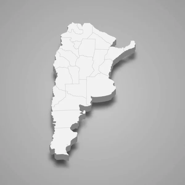 Mappa Dell Argentina Con Confini Delle Regioni — Vettoriale Stock