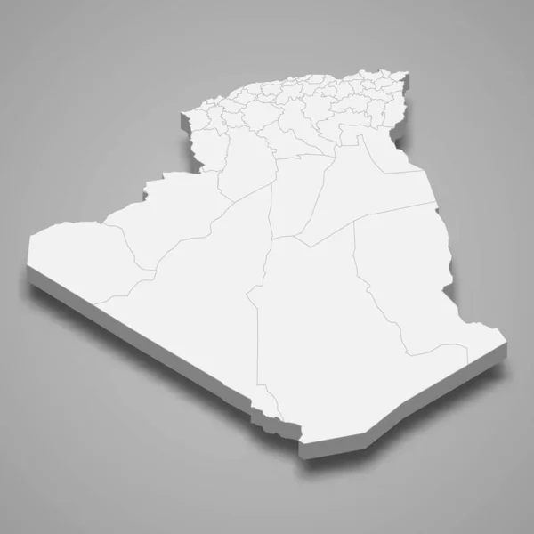 Carte Algérie Avec Les Frontières Des Régions — Image vectorielle
