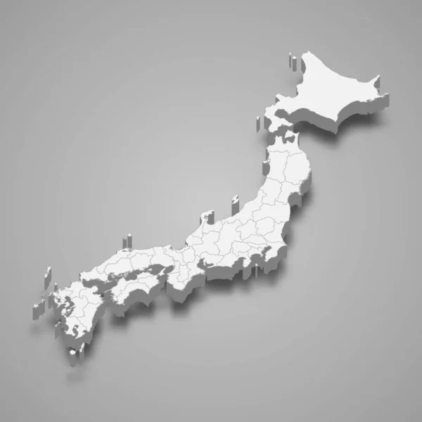 Mappa Del Giappone Con Confini Delle Regioni — Vettoriale Stock