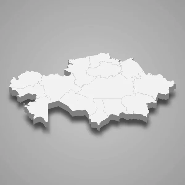 Mappa Del Kazakistan Con Confini Regioni — Vettoriale Stock