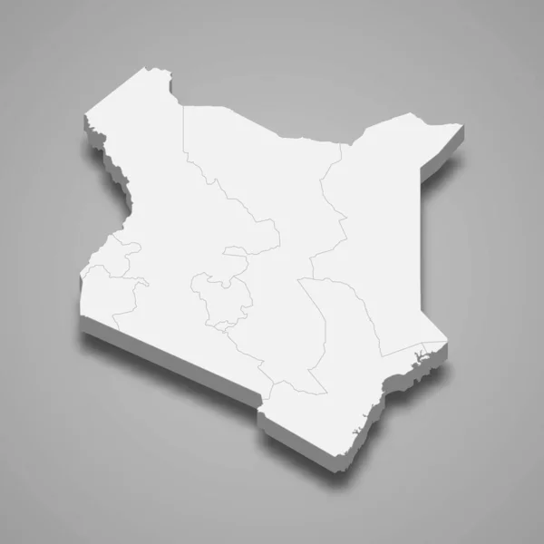 Mapa Kenia Con Fronteras Regiones — Vector de stock