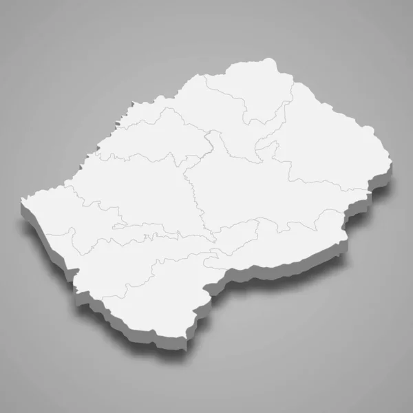 Karte Von Lesotho Mit Grenzen Der Regionen — Stockvektor