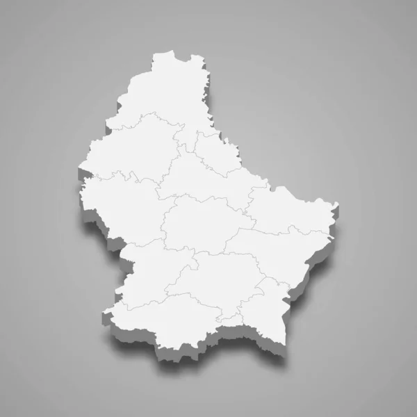 Mapa Lucemburska Hranicemi Regionů — Stockový vektor