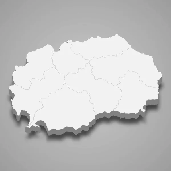 Mapa Severní Makedonie Hranicemi Regionů — Stockový vektor