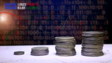 Grafik ile finans ve iş kavramı Coin satırları