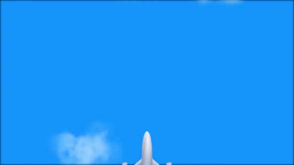 Vliegtuig Flying Through Clouds in de blauwe lucht door zonneschijn en wolken in daglicht, vliegtuig, vliegtuigen. zomerreisconcept — Stockvideo