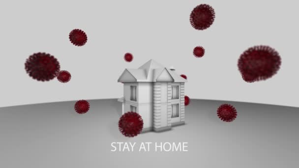 3d animatie van covid 19 coronavirus campagne om thuis te blijven en veilig te blijven. Lifestyle activiteit die je thuis kunt doen om gezond te blijven — Stockvideo