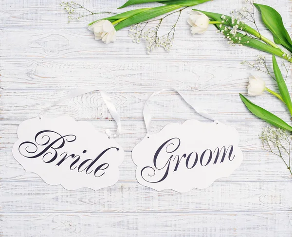 Tableros de decoración de novias y novios y decoración de flores —  Fotos de Stock