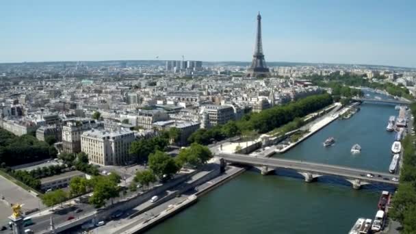 Vista Aérea Paris França Com Rio Sena — Vídeo de Stock