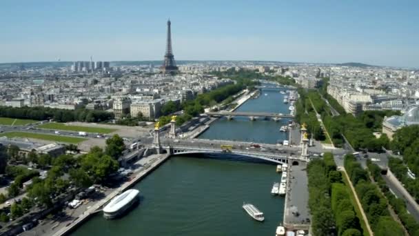 Légi Felvétel Párizsban Szajna — Stock videók