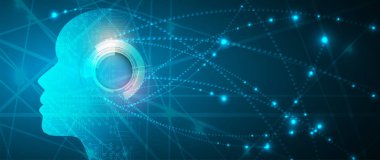 Yapay zeka. Teknoloji web arka plan. Sanal konsantrasyon