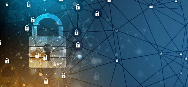 Cyber security and informatie of netwerk bescherming. Toekomstige tec — Stockvector