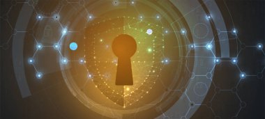 Teknoloji güvenlik kavramı. Modern güvenlik dijital arka plan