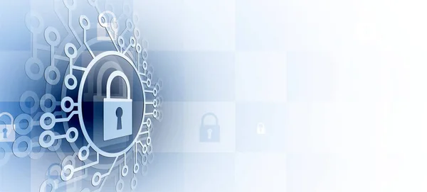 Kybernetické bezpečnosti a informací nebo sítě ochrana. Budoucí tec — Stockový vektor