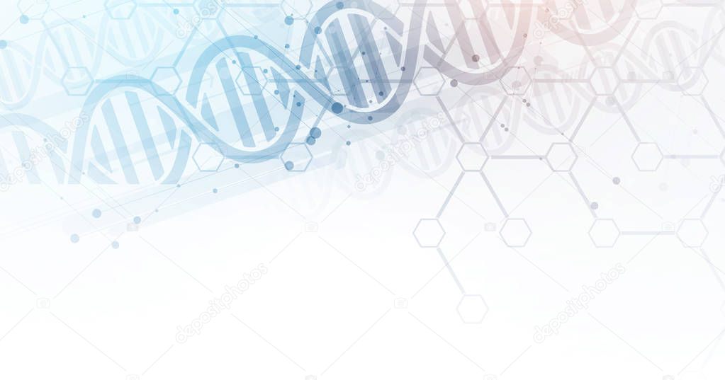 dna and medical and technology background. futuristic molecule s