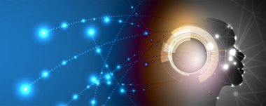 Yapay zeka. Teknoloji web arka plan. Sanal konsantrasyon